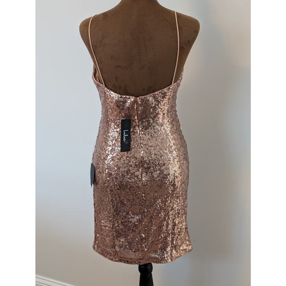 Lulus Bring It Rose Gold Sequin Bodycon Mini Dress NWT Medium Sold Out - Picture 5 of 10
